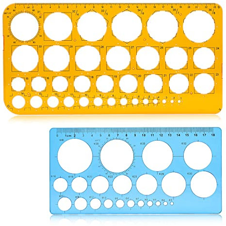 Kreis Schablone Vorlage, kreisschablone, Kreis Schablonen zum Malen, Kreis Lineal für Zeichenhilfen, Quilling Schablone, Transparent, Blau & Orange