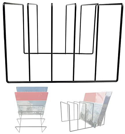 Rianpesn Portadischi in metallo,Supporto per supporto per dischi in vinile in ferro nero - Puntelli fotografici porta giornali per dischi in vinile, libri, cartelle, e-mail, quaderni