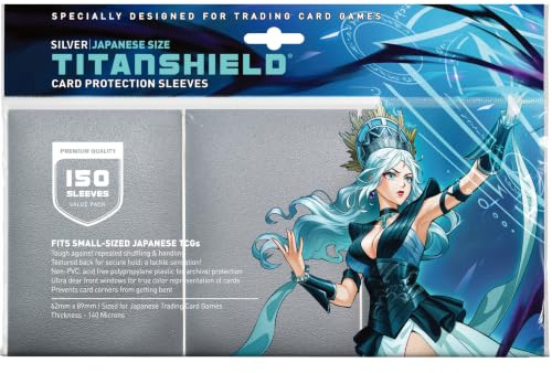 TitanShield 150 silver liten japansk storlek samlarkortshylsor däckskydd för Yu-Gi-Oh, Cardfight!! Vanguard och mer