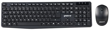Groov-e Wireless Keyboard and Mouse Combo - Computer Accessories for Laptops and PCs, Ergonomic Design, Silent Keys, 2.4G Wireless Connection, Compact Mouse, Qwerty Keyboard - Black