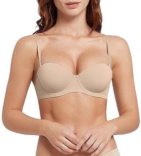 hahuha Reggiseno da donna con reggiseno bralette imbottito senza ferretto senza cuciture confortevole reggiseno morbido coppa reggiseno donna senza spalline, Beige, K