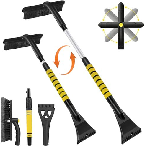 Grattoir à Glace et Brosse à Neige, Brosse à Neige pour Voiture, 3 en 1 Grattoir à Glace et Brosse à Neige, Amovible grattoir à Glace Longue, Grattoir Pare Brise, Grattoir à Glace Voiture (M2)