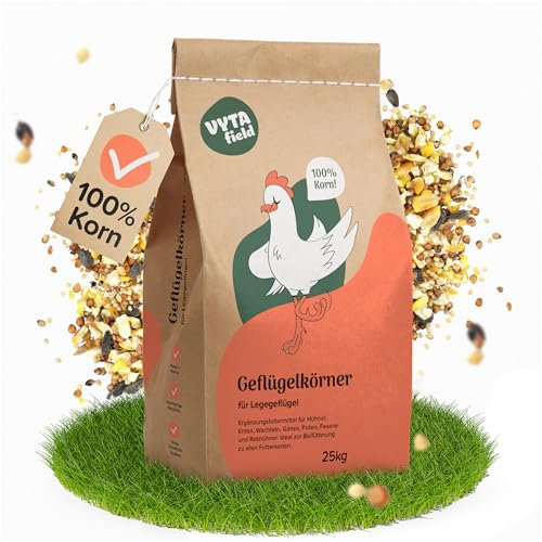 Vytafield Geflügelfutter Körner | Ergänzungsfutter für Hühner, Enten, Wachteln & Gänse | 25kg Körnerfutter | 100% Korn ohne künstliche Zusätze | Hühnerfutter Winter & Ganzjahresfütterung