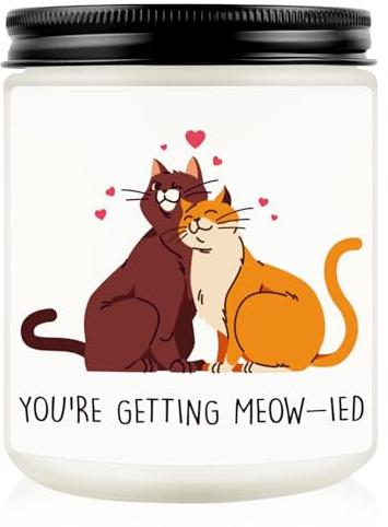 Funny Wedding Candle, Bridal Shower Gifts, Bride to Be Gifts, Bachelorette Gift for Bride, Engagement Gift for Couples, Bachelorette Party, Bridal Accessories, Just Married Present - Cat Theme Decor