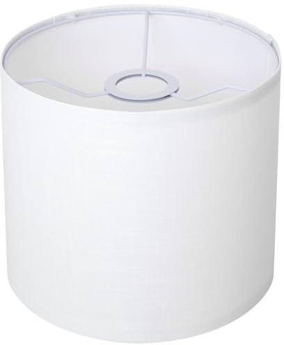 White Linen Small Drum Lampshade, 8.66 Top x 8.66 Bottom x 7.87 High Lamp Shade, Lamp Shade Replacement for Table and Floor Lamps, Pendant Light,Handcrafted Lampshade,Easy Assembly