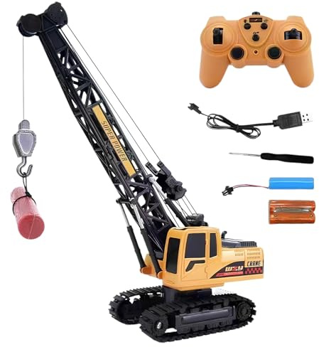 Homirty Rc Crane Toy, Rechargeable Rc Crane,Remote Control Construction Vehicles, with 2.4g Remote, Yellow, Realistic, Kids Construction Toys, Multidirectional, for Kids Ages 3+