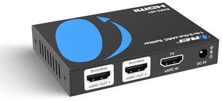 OREI eARC Audio Splitter 1 in 2 Out – HDMI ARC/eARC Audio Extractor & Splitter, Dolby Atmos, DTS:X, TrueHD, CEC Volume Control, Dual Soundbar Audio Adapter