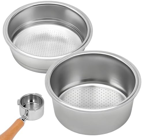 Lethra 2 Piezas 51mm Filtro de Café, Filtro Café 1 y 2 Tazas de Acero Inoxidable, Canasta de filtro Presurizado de Doble Capa, Filtros Cafetera Espresso Compatible con Cafeteras Cecotec Ufesa Breville
