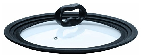 Ecolution Universal Lid for Pots and Pans, Fits 6-Inch to 8-Inch Cookware, Tempered Glass Replacement Lid with Heat Resistant Silicone Edge, Dishwasher Safe, Made without BPA, Small, Black