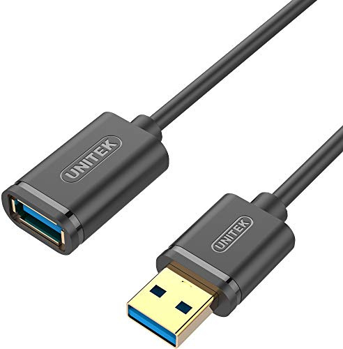 UNITEK Cable de extensión USB 3.0 A macho a USB A hembra de 1 metro negro para impresora, teclado, lector de tarjetas, etc. Y-C457GBK