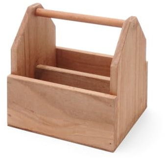 HENDI Besteckbehälter, Besteckfass, Besteckkorb, Utensilienhalter, Tisch Caddy, Besteckträger, Besteck Caddy, Großen Tragegriff, 2 Besteckfächern, 190x160x(H)200mm, Holz