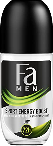 Fa Men Deo Roll-on Sport Energy Boost (50 ml), Anti-Transpirant mit bis zu 72 h Schutz vor Schweiß & Körpergeruch, Deo mit dem aktivierenden Duft von Ingwer & Zitrone
