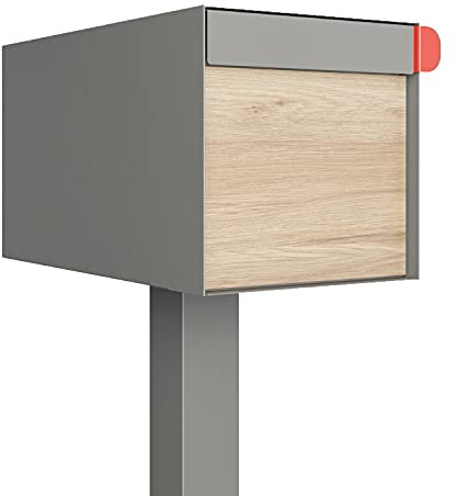 Bravios Buzón de diseño americano gris metálico con frontal HPL.