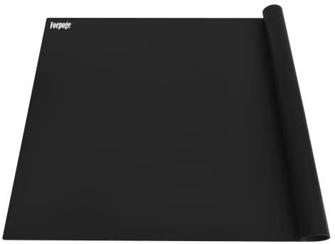 Foepoge Silikonmatte Groß 92x61 cm Bastelmatte für Epoxidharz Handwerk, Bastelunterlage Malunterlage für Kinder, Arbeitsmatte Silikon Unterlage für Resin Gießharz, Platzset, Tischmatte, Schwarz