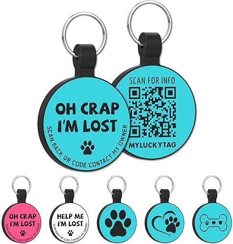 MYLUCKYTAG Rostfritt stål QR-kod husdjur ID-taggar hundtaggar - husdjur online-profil - Skanna QR ta emot omedelbar varning för husdjur