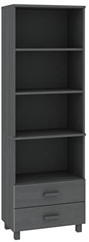 vidaXL Dark Gray Highboard HAMAR, Solid Pinewood & MDF, 23.6x13.8x70.9 Dimensions, Multiple Shelves and Drawers, Ideal for Storage and Display