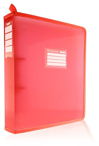 Colorline REF.24011-RJ Classeur à anneaux A4+ avec côtés renforcés en tissu - Identification avant et arrière et poignée poignée pour Office Box - REF.24011-RJ (40 mm / 2 anneaux, rouge)