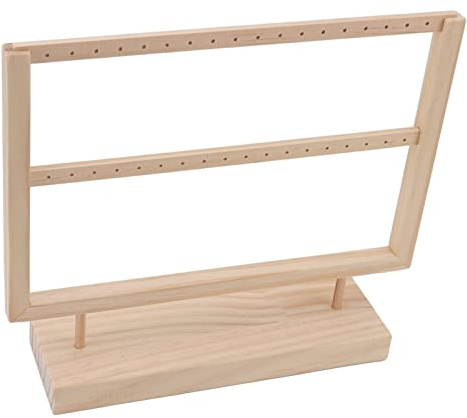 MXGZ Colgador de pendientes, bandeja profesional, diseño de Color madera, gran capacidad, organizador de pendientes, soporte para decoración de habitación 2 capas