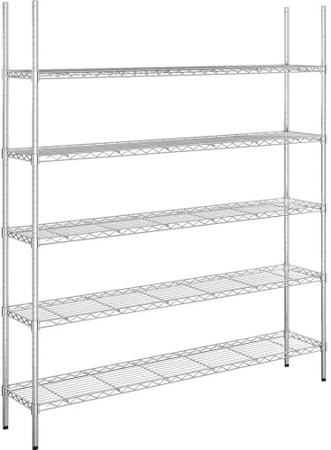 kaiserkraft | Stahldraht-Gitterregal | verchromt | Fachlast 100 kg | BxT 1520 x 360 mm | Grundregal | Höhe 1880 mm | 5 Fachböden