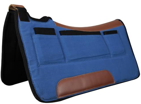 Diamon Wool Sattelunterlage mit Taschen, weich und strapazierfähig, unverzichtbar, um das Pferd vor Verletzungen und übermäßigen Stößen zu schützen, dezent und elegant (Full, Schwarz) (Royal Blu)