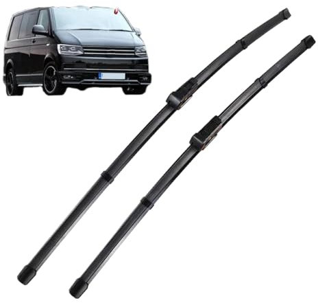 Coche Escobilla limpiaparabrisas Delanteros Traseros para VW Transporter T5 T6 2014-2023 24''+24'', Juego de Escobillas Parabrisas Planas, Todos Los Climas de Ventana Limpi