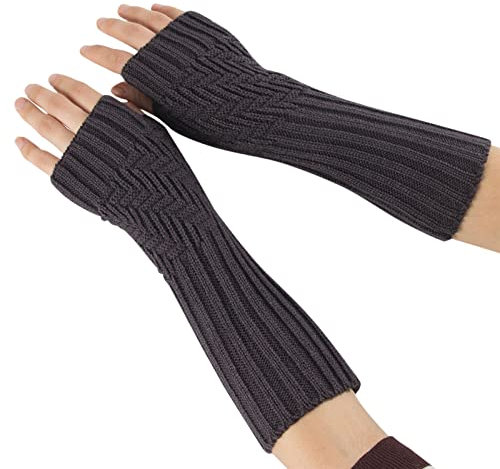 liangp Fingerlose Strickt Damen Schwarz Fingerlose gestrickte Cosplay Arm Weiche warme Gestrickt Handgelenk Schwarz Lange Bein Handwärmer Kawaii Länge