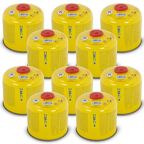 ZMC 10X Gaskartuschen 300g, Schraubkartusche 600ml mit Propan/Butan Gas, EN417 Eurogewinde 7/16, Ventilkartusche Gaskartusche passend für Gaskocher, Gasbrenner, Unkrautbrenner, Camping & Weber Grill