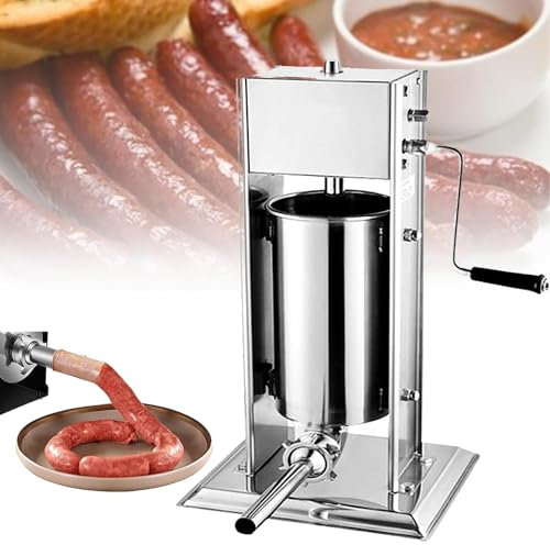 URJWAN Insaccatrice per Salsicce Verticale, Insaccatrice per Salsicce, Insaccatrice per Salsicce Verticale in Acciaio Inossidabile 304 A Due velocità, Insaccatrice per Salsicce Verticale Manuale,7L