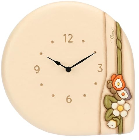 THUN Orologio digitale con fiori e coccinella, ceramica; meccanismo in plastica, Collezione Country Bloom, 26,2 x 26,2 x 5,3 cm