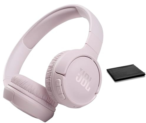 JBL Tune 510BT: Wireless Bluetooth On-Ear Headphones with Purebass Sound - with Cleaning Cloth (Rose, Standard), JBLT510BT-Black-Cloth