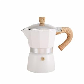 HAOHIZE Italiensk kaffebryggare, spishäll kaffebryggare med träkornshandtag aluminium kaffekanna espressomaskin gas elektrisk spis topp moka pot utomhus bärbart kaffebryggare verktyg (300 ml)