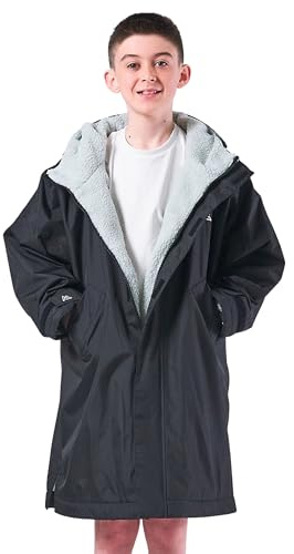 onesnug Kids Outdoor Changing Robe for Boys & Girls Long Sleeve Coat Windproof & Waterproof Robe with Hood For Beach Wild Swimming Surfing & Walking Oversized Quick Dry. Juniors.