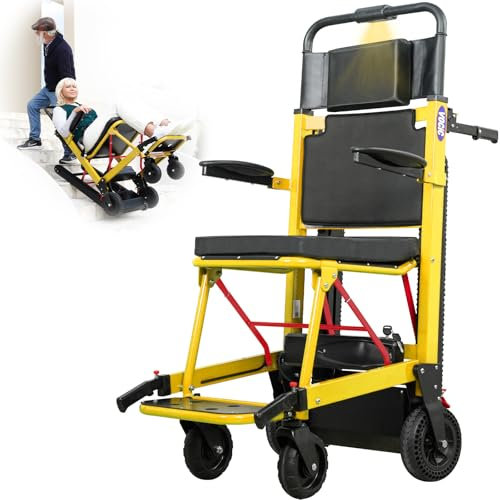 VOCIC AY04 - Scaletta elettrica pieghevole fino a 220 kg, con catena in gomma, per sedie a rotelle, per scale, per anziani, colore giallo