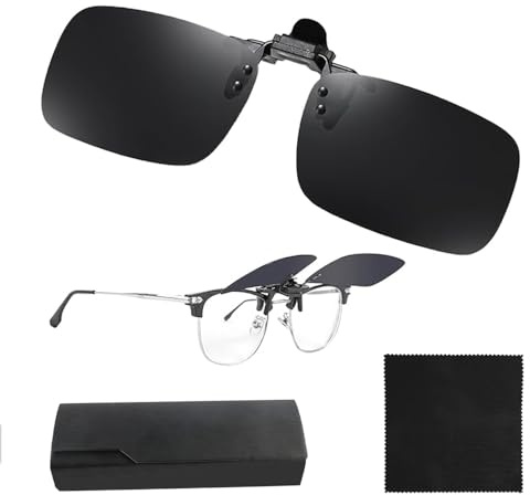 Lukymod Polarized Flip up Clip on Sunglasses for Men Women-Easy to Put on and Take off One-handed-Upgraded No Blue Glare Lenses
