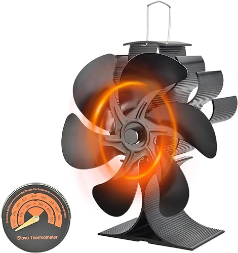 Ventilatore Poele a Legno, Ventilatore da Poele a 6 fogli, Ventilatore da stufa a legna ecologico ed economico in energia, funzionamento silenzioso