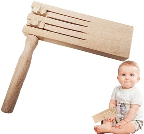 Wooden Ratchet Noise Maker - 6 Inch Kids Party Toy | Musical Sensory Instrument, Early Education Tool, Classroom Activity, Family Fun, Birthday Celebration, Outdoor Games, Teens Adults