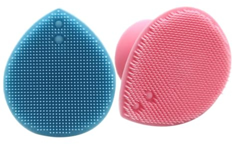 HOMOCONO 2 Stück pack Gesichtsreinigungsbürste aus Weichem Silikon für Babys mit Saugnapf Sanfte Porentiefe Reinigung und Angenehme Kopfmassage Handliche Größe