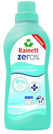 RAINETT Zero% Weichspüler, hypoallergen, ohne Duft, Farb- oder Konservierungsstoffe, recycelbar, ECARF-zertifiziert, umweltfreundlich, 31 Waschgänge, 750 ml