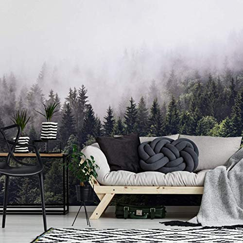 Fototapete Nebliger Wald Vlies Tapete Natur Nebel Bäume Fotografie Wandbild Wanddeko ohne Zubehör 240x260cm