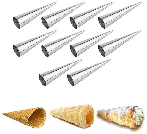 GMMH 10 St Cannoli Schillerlockenform aus Edelstahl, Backform für Schaumrollen Hörnchen Sahnerollen Cremerollen Trubotschki Schillerlocken zum Backen
