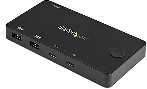StarTech.com Switch Conmutador KVM USB Tipo C de 2 Puertos KVM USB C a HDMI de 4K y 60Hz Mini KVM USB, Alimentado por el Bus Conmutador Pantalla Teclado y Raton MacBook IdeaPad ThinkPad EliteBook