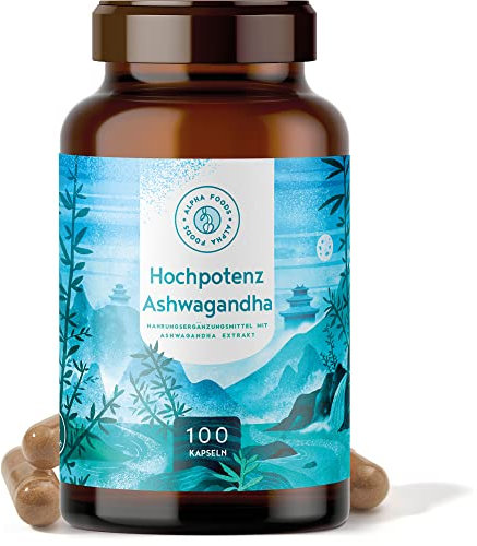 Ashwagandha Kapseln hochdosiert - 500mg Ashwagandha Extrakt pro Tagesdosis mit 35mg Withanolide - indische Schlaf Beere - 100 vegane Kapseln