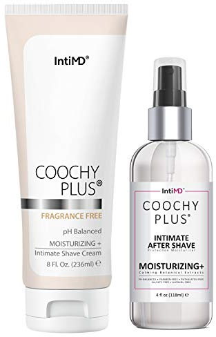 IntiMD Coochy Plus Intimate Shaving Complete Kit - Antioxidant Formula Prevents Razor Burns, Itchiness & Ingrown Hairs - Fragrance Free Shave Cream+After Shave Mist
