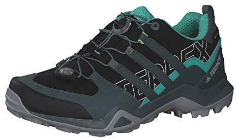adidas Damen Terrex Swift R2 Gore-TEX Hiking Shoes Wanderschuhe, Core Black/Blue Oxide/Acid Mint, 38 2/3 EU