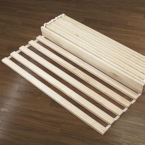 Hansales Rollrost 90x200cm aus Holzlatten, Bettrost belastbar bis 350 kg, 25 Leisten - hochwertig extra stark Lattenrost aus FSC® Birken Vollholz, Rolllattenrost für Einzelbett