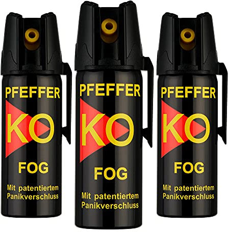 KO Pfefferspray Jet | Fog Verteidigungsspray | Abwehrspray Hundeabwehr | zur Selbstverteidigung | Sparset | Made in Germany (FOG 50 ML 3 Stk)