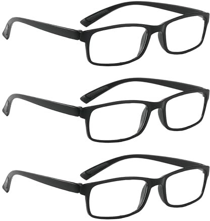NRDIK PROFLEX LIGHTWEIGHT (3er-Pack) Flexibel Lesebrille – schlagfest, kratzfest, biegbar, rutschfest, Unisex (Männer + Frauen) (Schwarz; rechteckig; 1.0)