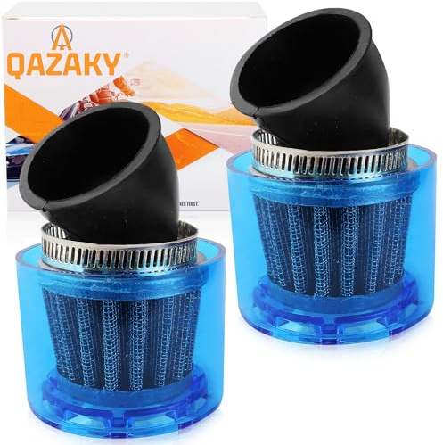 QAZAKY Lot de 2 filtres à air 44 mm 45 mm 46 mm avec couvercle en plastique étanche à 45 degrés, anti-éclaboussures et imperméable pour moto, VTT, quad, scooter, kart à moteur, cyclomoteur 47 cm3, 49