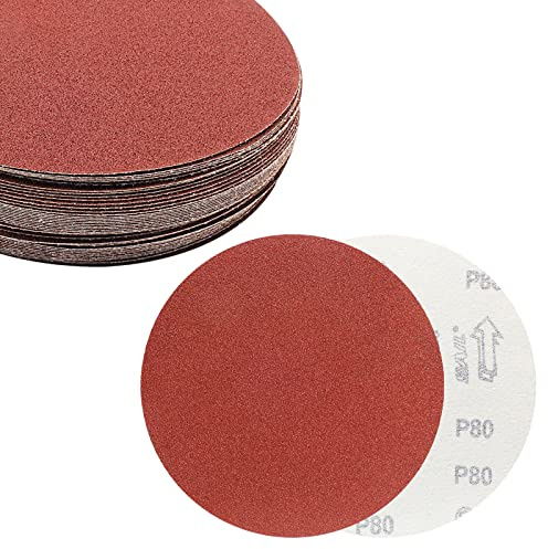 BokWin 7-Inch 80 Grit Hook and Loop Sanding Discs, 40PCS, No Hole