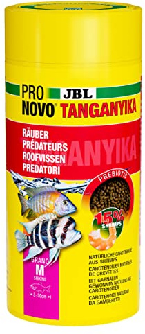 JBL PRONOVO TANGANYIKA GRANO, huvudfoder för alla kungsfiskar från 8–20 cm, klickdoserare, fiskfodergranulat, storlek M, 1000 ml